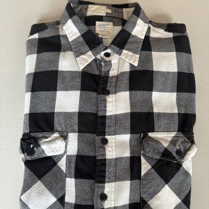Vintage J Crew Black/White Flannel (c.2006) Tailored Fit (Size L)